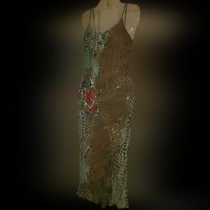 Ed Hardy by Christian Audigier jewel studded leopard print dress